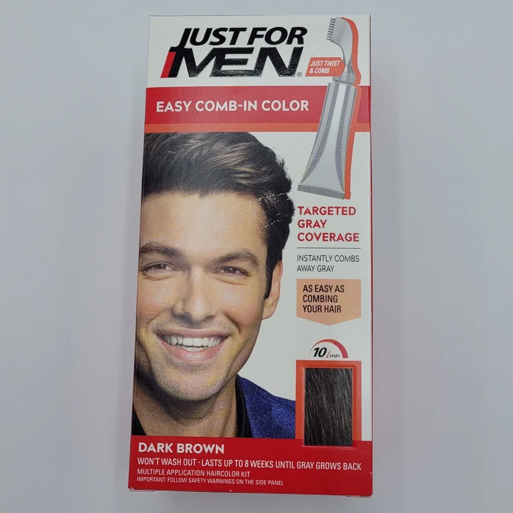 Just For Men Easy Comb-in Color Permanent Hair Dye Gray Coverage Dark Brown A-45